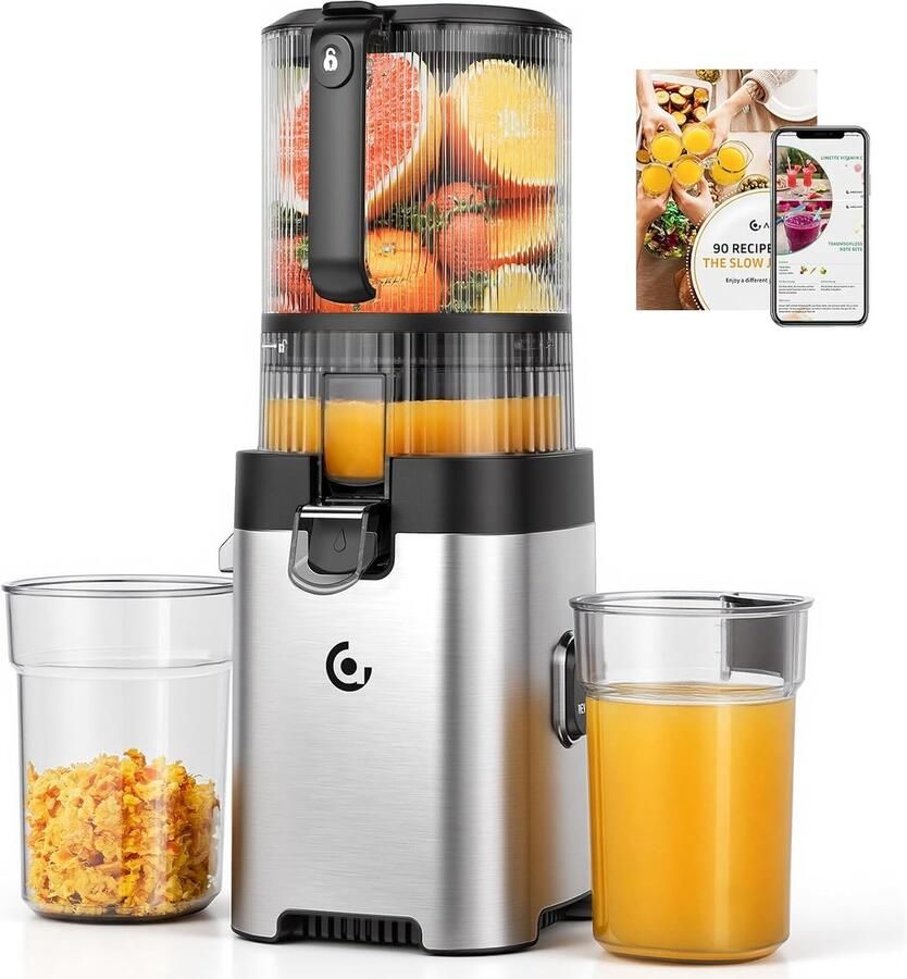 SnelShoppen Slow Juicer 158 mm AMZCHEF Sapcentrifuge voor Verse Sap Eenvoudige Reiniging Duurzaam Materiaal Ideaal voor Keuken en Gezonde Leven