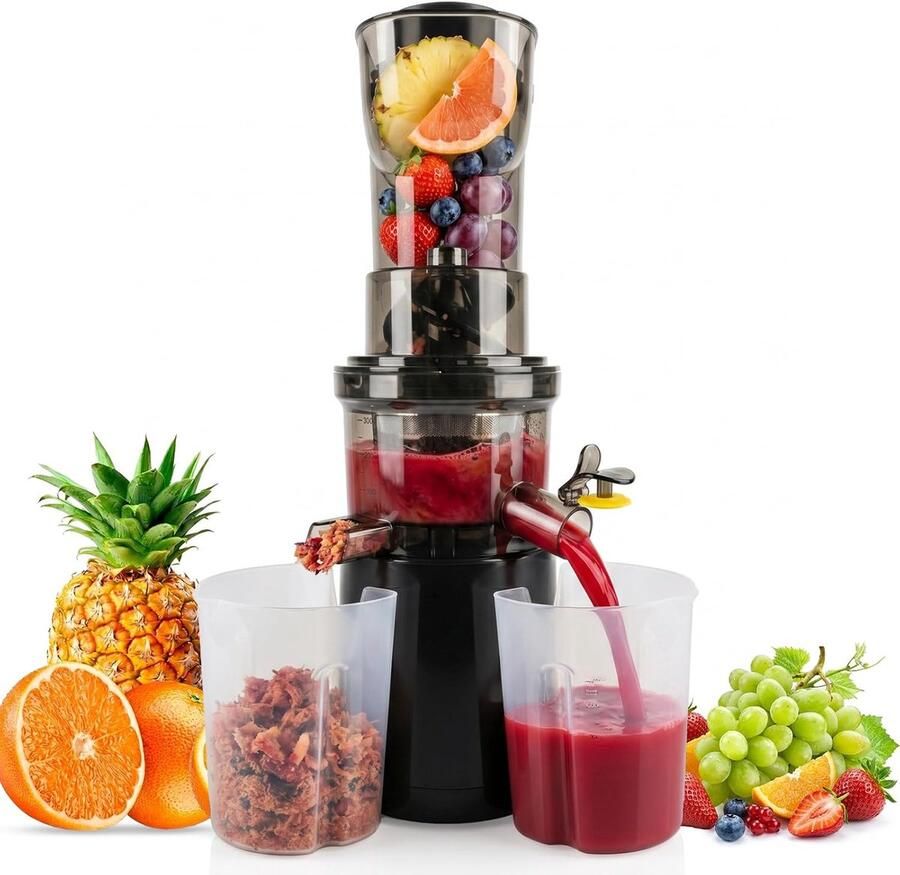 SnelShoppen Slow Juicer 500 W met 170 mm XXL vulopening BPA-vrije koudpers sapcentrifuge stille fruit- en groentesappers eenvoudig te reinigen i