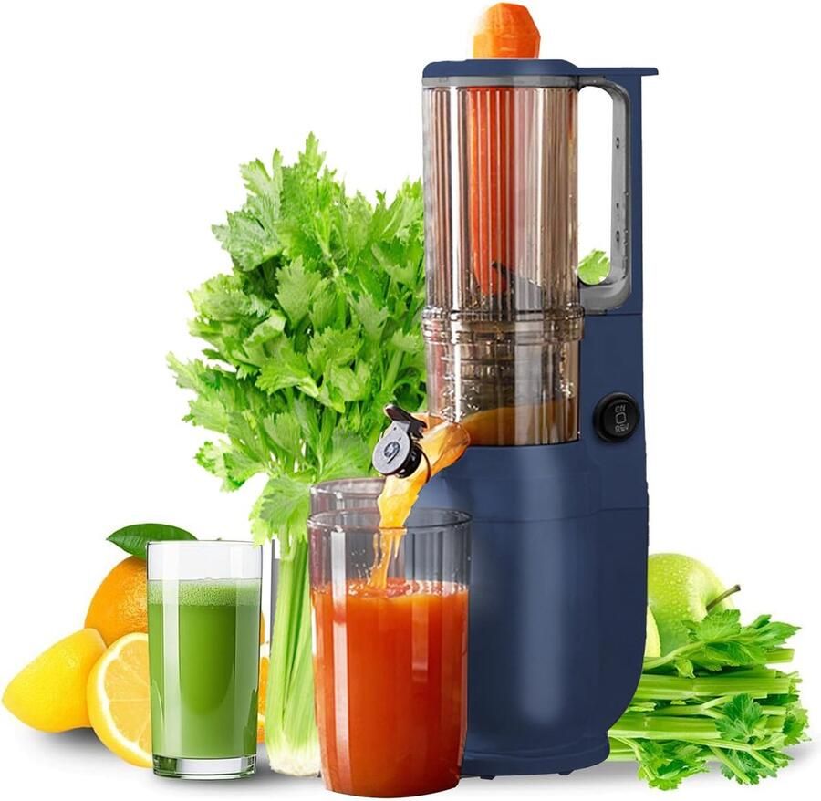 SnelShoppen Slow Juicer 82 mm brede vulschacht elektrische groentejuicer limoenpers fruitsapcentrifuge 550 ml 250 W koudpers 2 sapglazen makk
