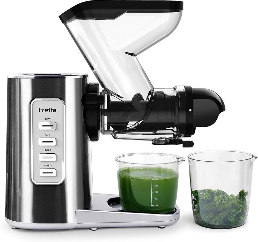 SnelShoppen Slow Juicer Masticating Juicer 200W voor Fruit en Groente 76mm RVS BPA-vrij Koudpers 2-snelheden met Automatische Terugloop en Eenv