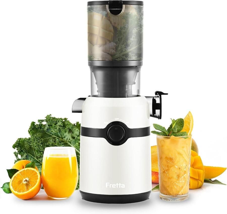 SnelShoppen Slow Juicer met 108 mm XL Opening en 1 L Capaciteit Elektrische Juicer voor Fruit en Groenten 200 W Koud Persen Makkelijk Schoonmake