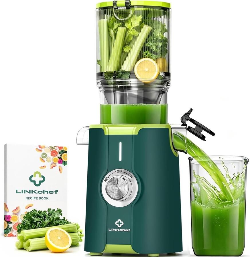 SnelShoppen Slow Juicer sapcentrifuge voor groente en fruit 115mm opening voor hele vruchten BPA-vrij 200W makkelijk schoon te maken stil gro