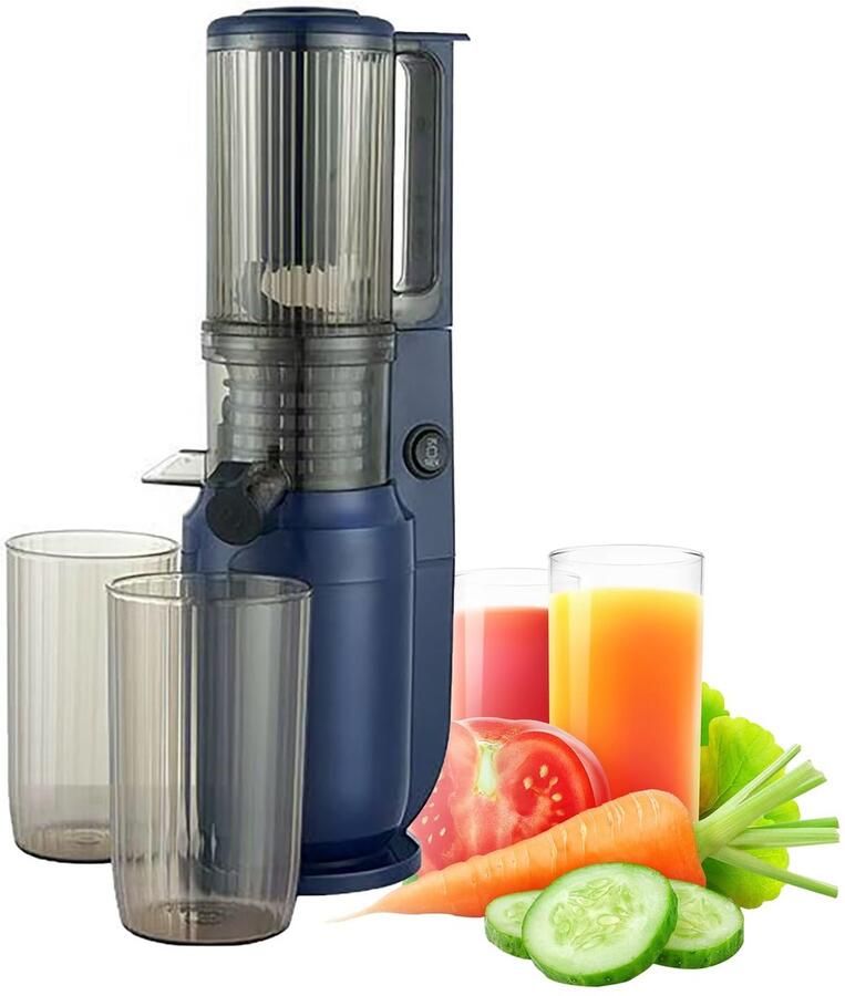 SnelShoppen Slow Juicer Sapcentrifuge voor Hele Groenten en Fruit RVS 150W Zwart Gezonde Sapmaker voor Keuken Smoothies en Ontbijt
