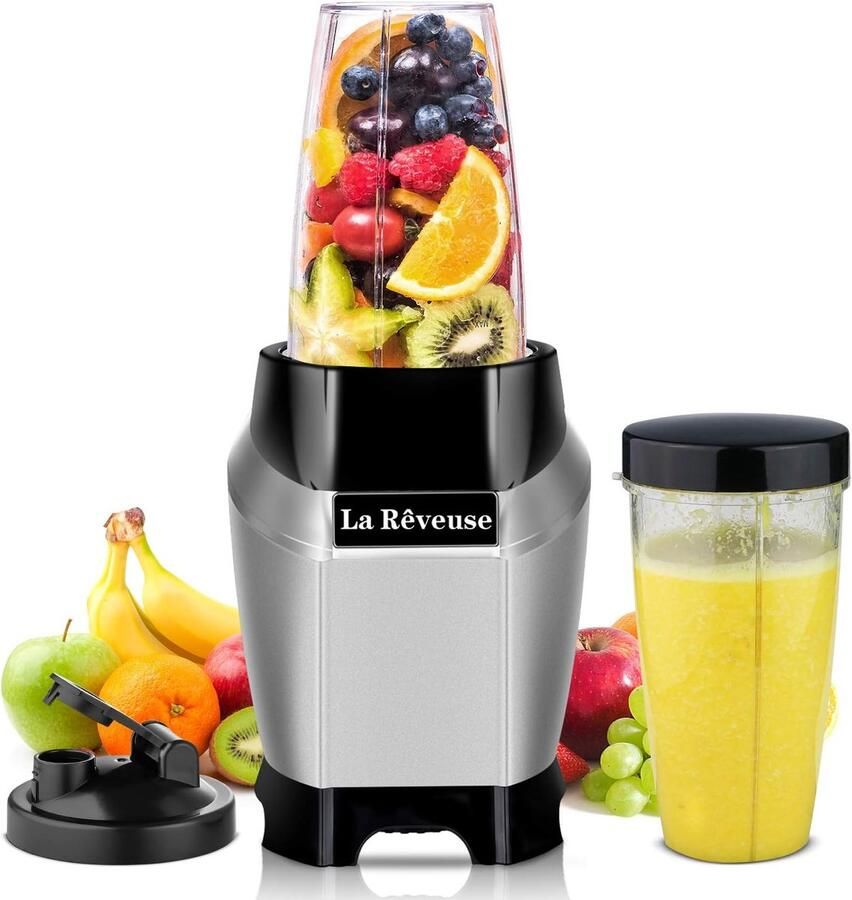 SnelShoppen Smoothie Blender 600W Persoonlijke Blender voor Shakes en Smoothies 600 ml 700 ml BPA-vrij Draagbare Reisflessen Zilver