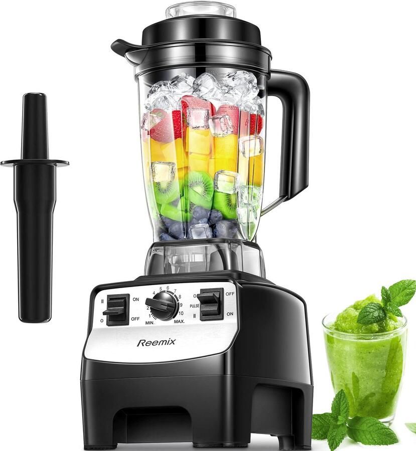 SnelShoppen Smoothie Maker 2000W Food Blender met 10 Snelheidsregelingen 2L BPA-vrije Tritan-container 8 Titanium Roestvrijstalen Messen voor Milk