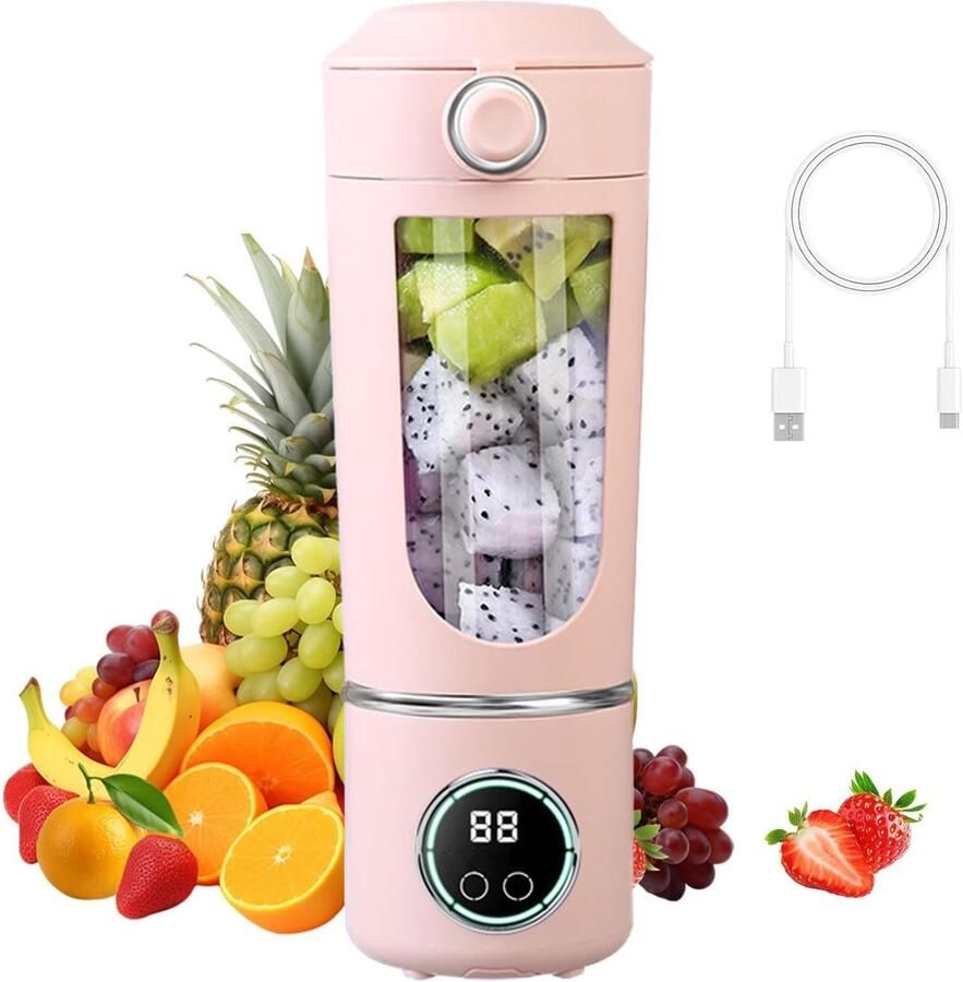 SnelShoppen Smoothie Maker to Go 700 ml Draagbare Blender met 12 Roestvrijstalen Messen USB Mixerset voor Shakes Perfect voor Gym Kantoor Cam