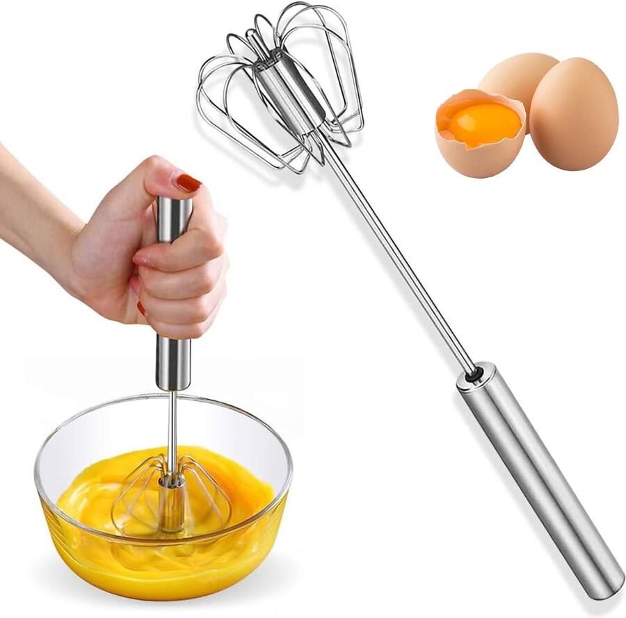 SnelShoppen Snow Brush Semi-Automatische RVS Eimixer Multifunctionele Rotatiegarde Hoogwaardige Handmixer voor Koken Kloppen Mengen en Melk Mix