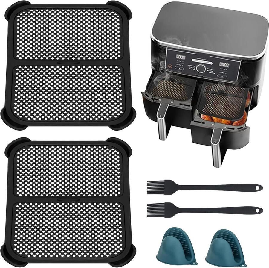 SnelShoppen Splash Guard voor Airfryer Siliconen Spatscherm voor Heet Lucht Geschikt voor Ninja AF400EU AF451 DZ401 Set van 2 Stuks Hittebestend