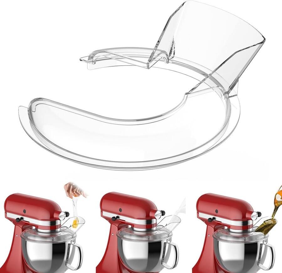 SnelShoppen Splash Guard voor Keukenmachine 4.5 en 5-quart Tilt-Head Perfecte Deksel voor Keukenmixers Transparant RVS Glas en Keramiek Vaatwas
