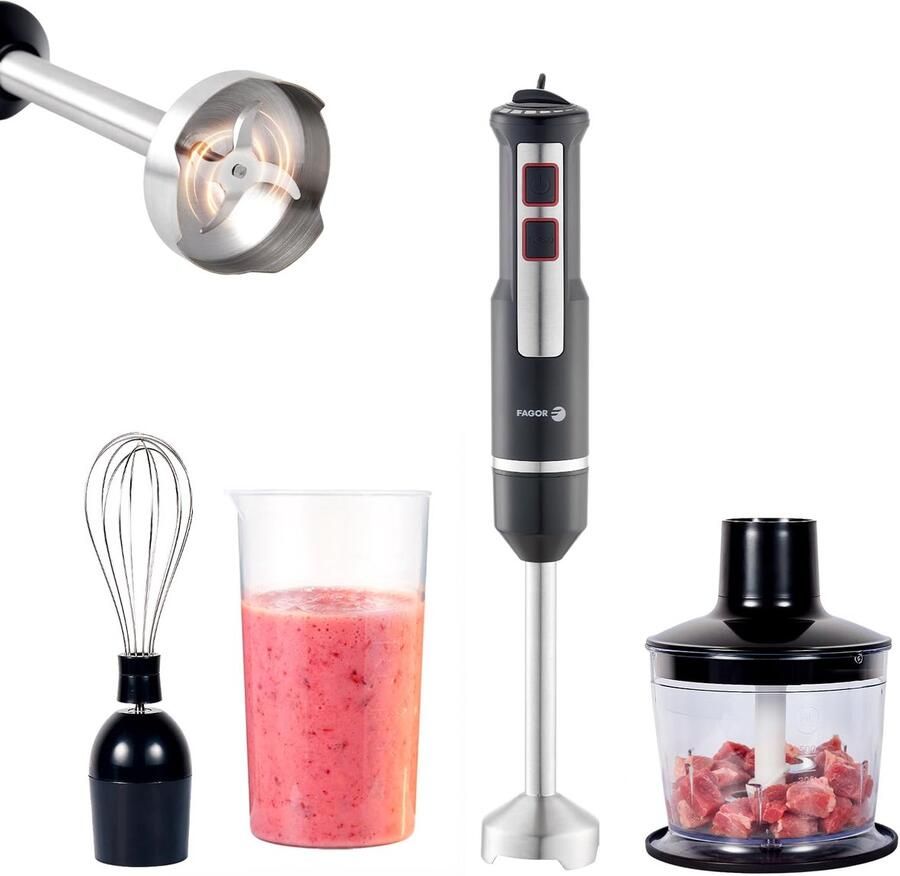 SnelShoppen Staafmixer 1000 W met Instelbare Snelheid + Turbo Inclusief Beker 600 ml Hakmolen en Garde Perfect voor Keuken en Koken