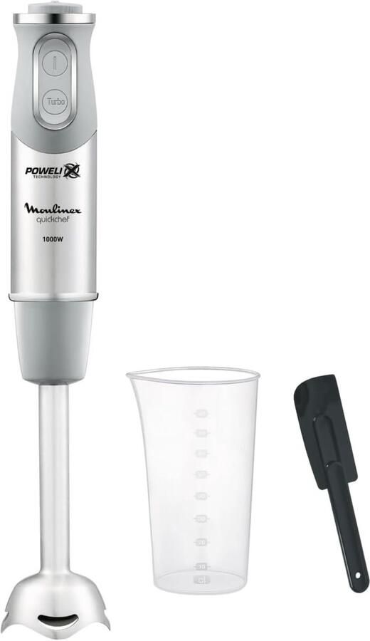 SnelShoppen Staafmixer 1000W met metalen voet 10 snelheden Powelix-messen maatbeker 800ml grijs ideaal voor keuken smoothie pureren mixen k
