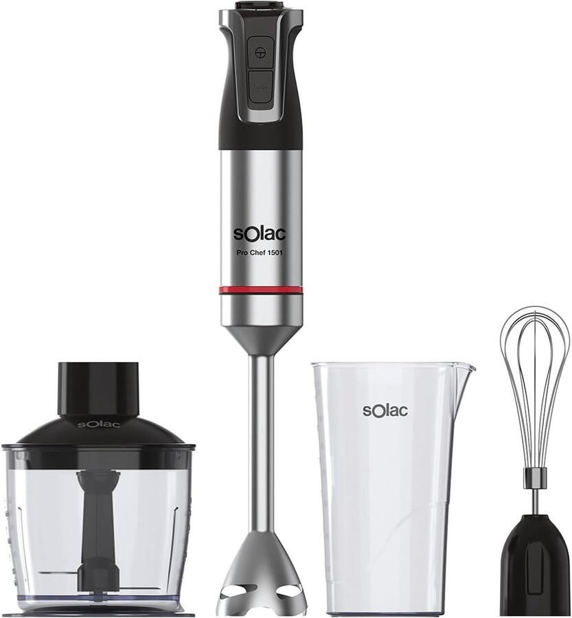 SnelShoppen Staafmixer 1500W Professionele Keukenstaafmixer met 4 Roestvrijstalen Messen Ergonomisch en Spatbestendig Inclusief IJscrusher en