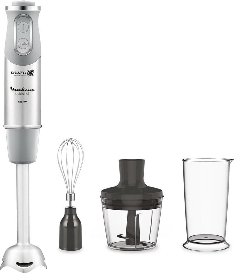 SnelShoppen Staafmixer met 3 Accessoires 1000W 10 Snelheden Roestvrij Staal Ergonomisch Perfect voor Keuken Smoothies Soepen en Meer