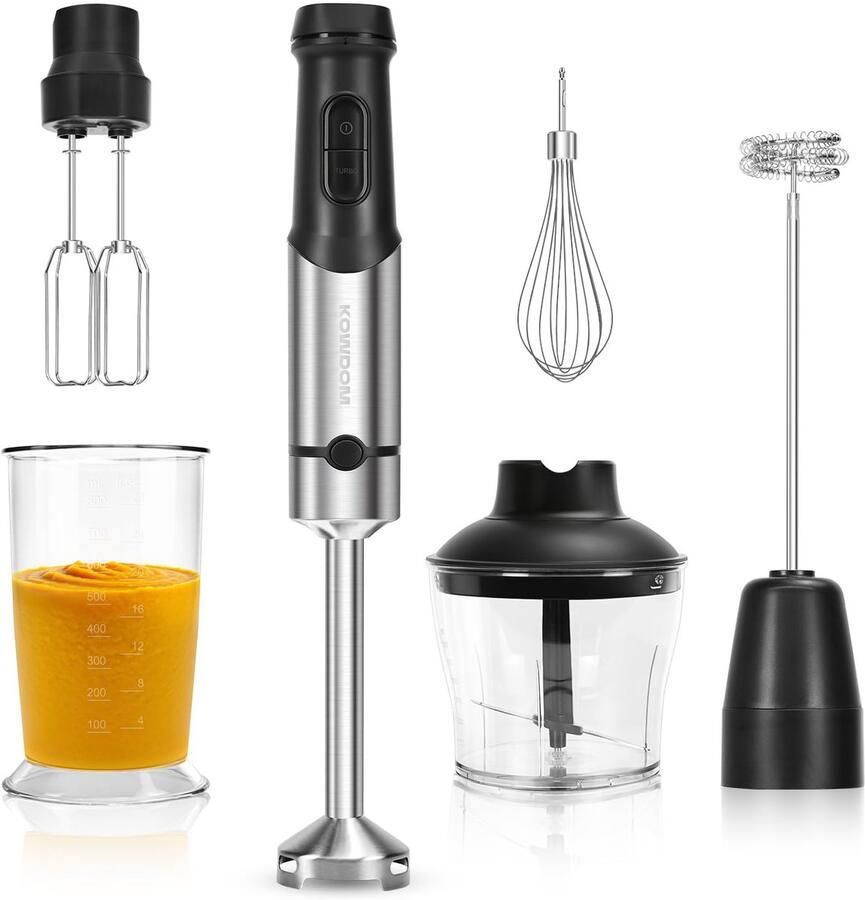 SnelShoppen Staafmixer set 1200W met 12 snelheden & turbofunctie – roestvrijstalen pureerstaaf voor smoothies soepen babypap – incl. 800 ml maatbe