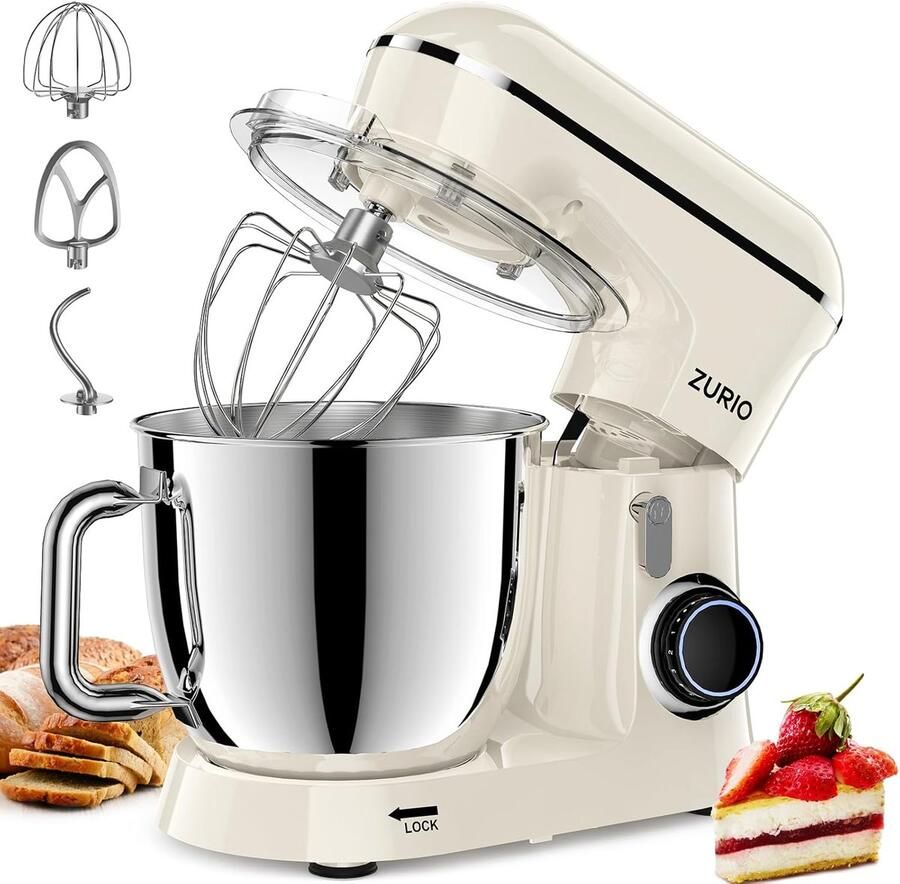 SnelShoppen Stand Mixer 5.5 L Elektrische Mixer Multifunctionele Keukenmachine met 1300W Motor Stil Voor Bakken en Koken Roestvrijstalen Kom I