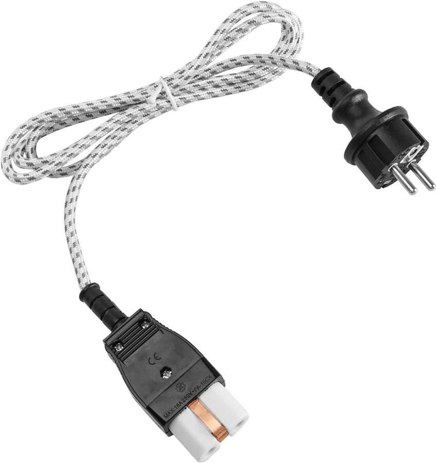 SnelShoppen Stekker met 1 5 m Kabel voor Verwarmingstoestellen Zwarte Aansluitkabelstekker Hittebestendig en Vlamvertragend Ideaal voor Wafelijze