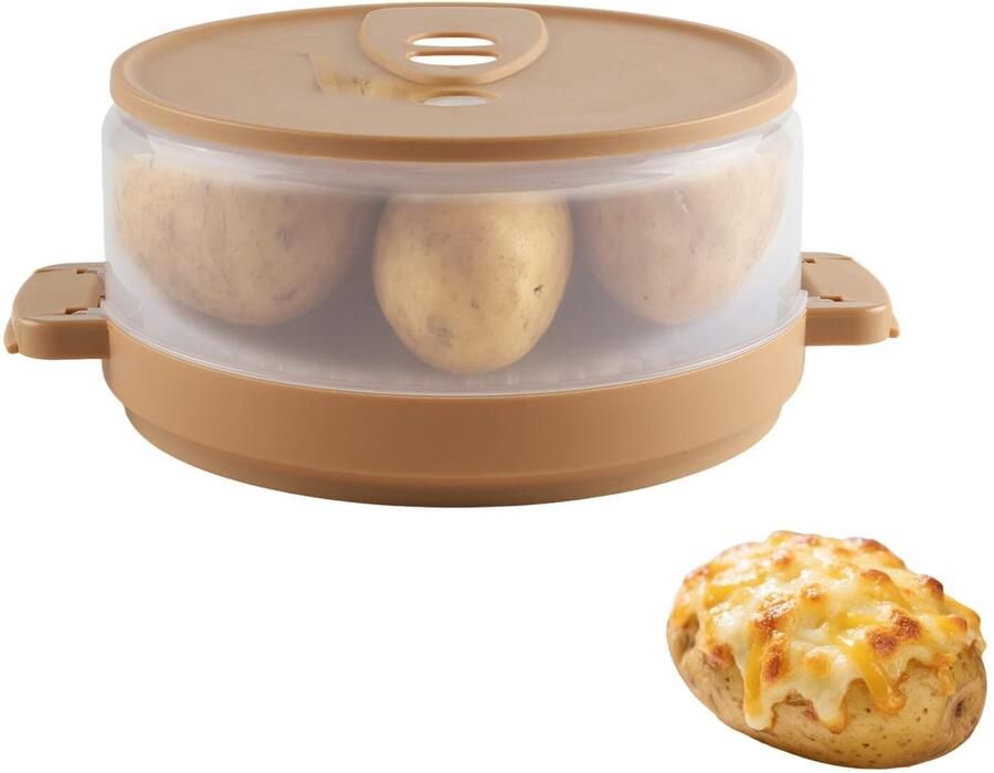 SnelShoppen Stoomkoker Magnetron met Stoomventiel – BPA-vrije Aardappelkoker voor Ovenaardappelen in de Magnetron Bereiden – Vaatwasmachinebestendig