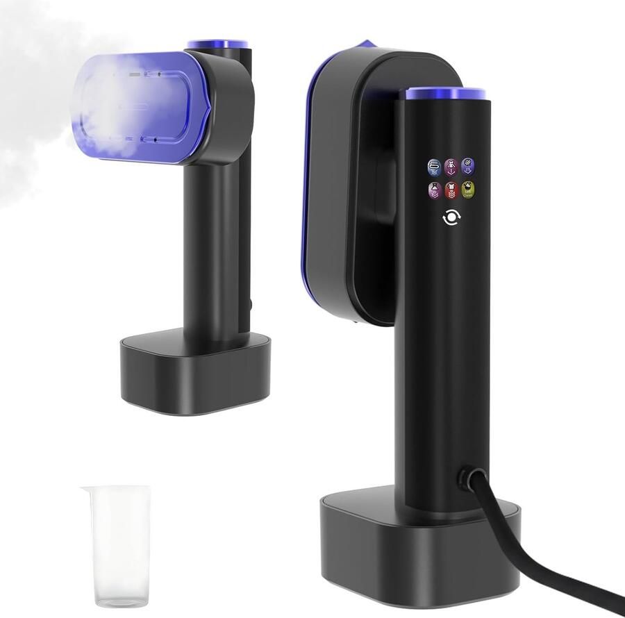 SnelShoppen Stoomstrijkijzer 1300W Reisstomer met LCD-scherm 15 Seconden Opwarmen 4 Stoommodi Draagbaar Handheld Strijkijzer voor Kleding Keram