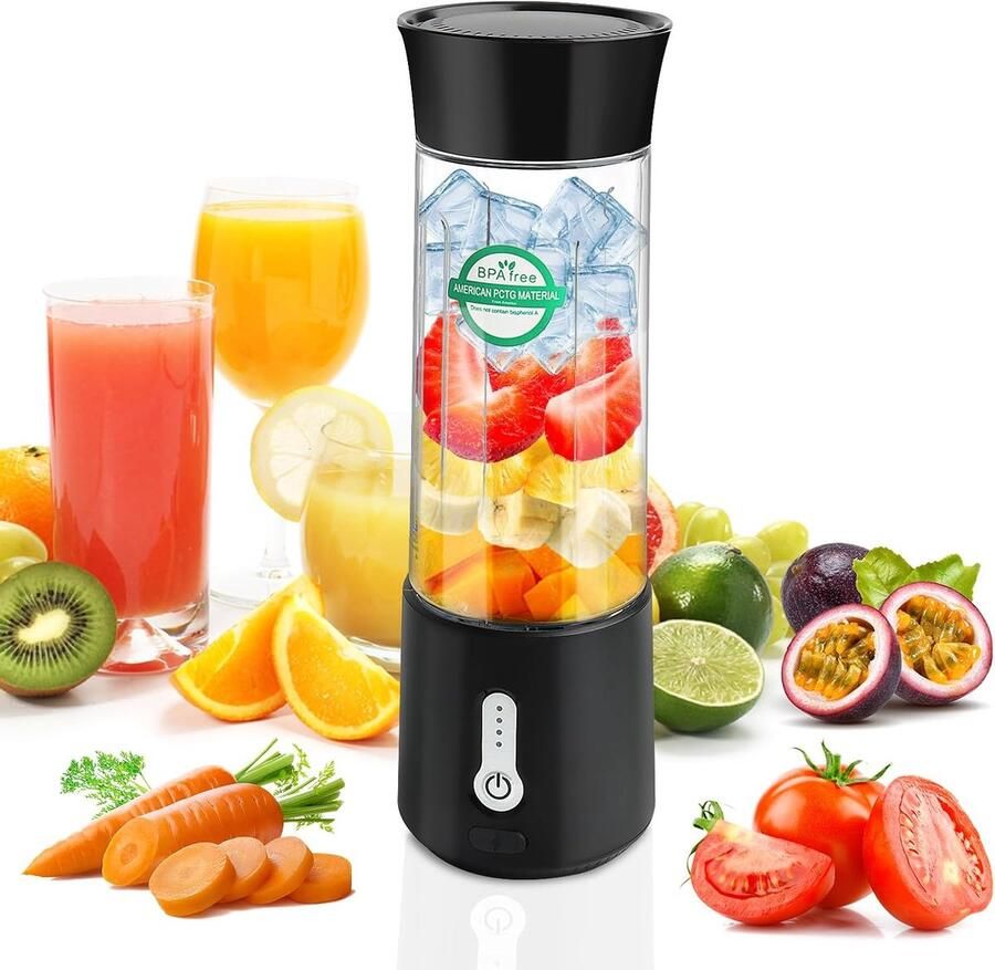 SnelShoppen Talifoca 500ml Portable Blender Draagbare Mixer voor Smoothies en Shakes Mini Blender met 6 RVS Messen Oplaadbare Type C Blender v