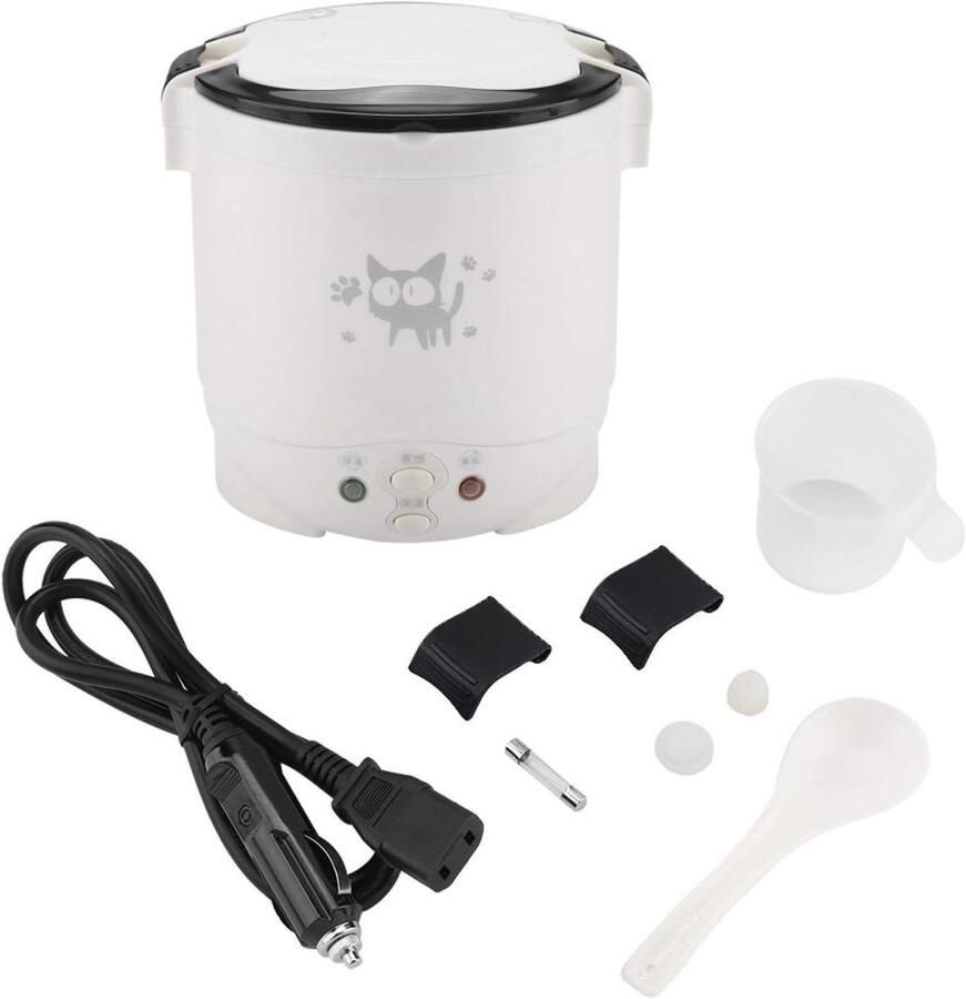 SnelShoppen Tiiyee Mini Rijstkoker Draagbare Elektrische Broodtrommel Multifunctionele Stoompan met Warmhoudfunctie 1L Wit Ideaal voor Camping