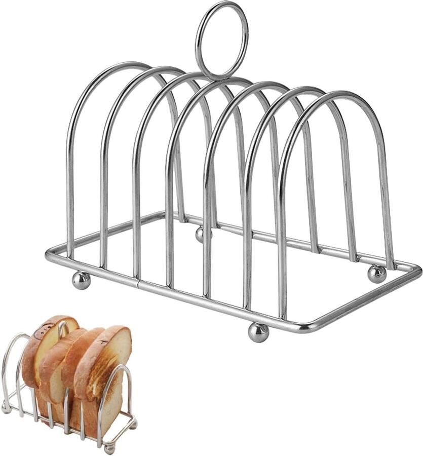SnelShoppen Toaster Air Fryer Broodrek voor 6 Sneden RVS Toasterhouder voor Ontbijt Brood Restaurant Keuken Accessoires