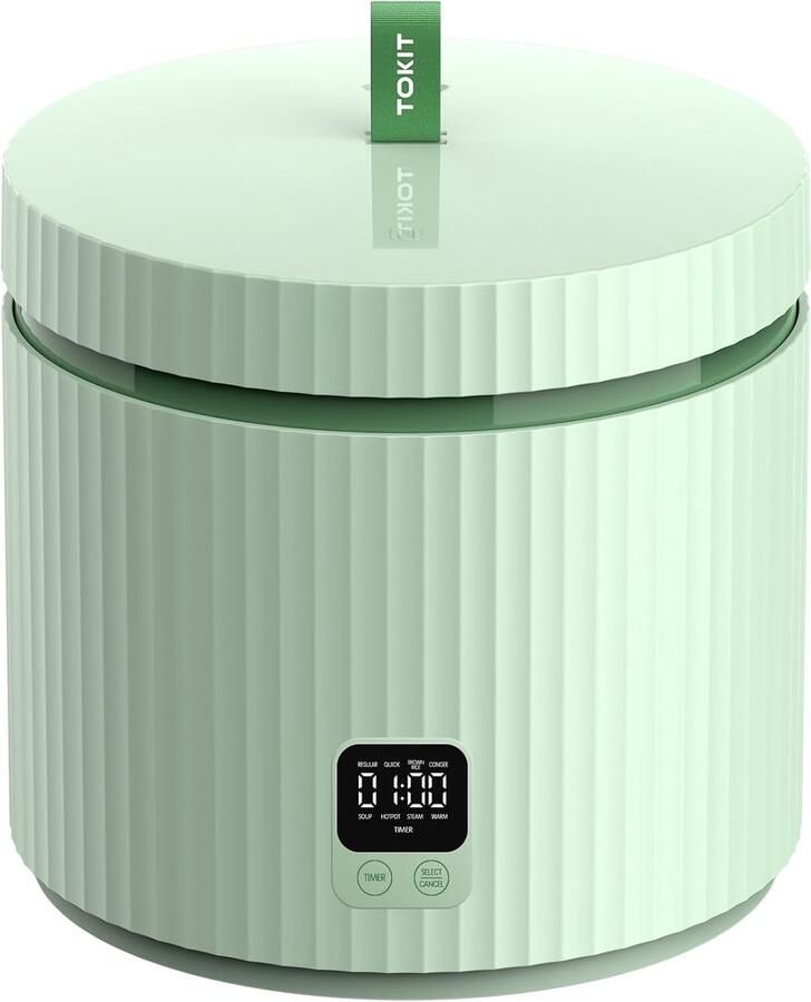 SnelShoppen TOKIT Rijstkoker Pro 1 5L Mini Multifunctioneel met Touch Display Keramische Anti-aanbak Binnenpot Groen voor 1-3 Personen Perfect v