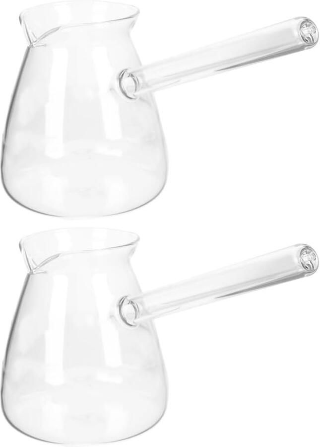 SnelShoppen Turkse Koffiekan Glazen Koffiezetter 450ml 2 Stuks Transparante Mocha Pot Glasketel voor Koffie Thee Melk Thuis Kantoor Café Res