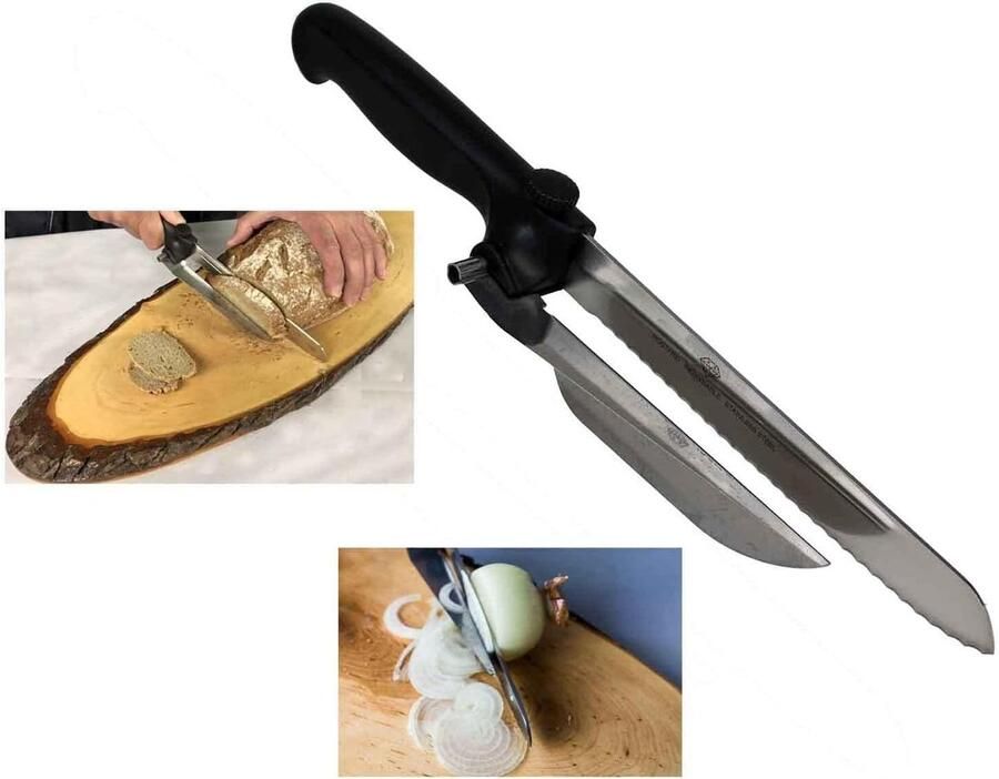 SnelShoppen Universele Multiknife met Spacer en Rails Voor Perfecte Sneden van Brood Worst Kaas en Groenten RVS Verstelbaar Keuken Accessoire