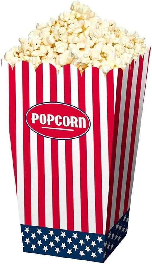 SnelShoppen USA Party Popcorn Containers 4 Stuks Multicolor Karton Ideaal voor Feesten Verjaardagen en Themapartijen