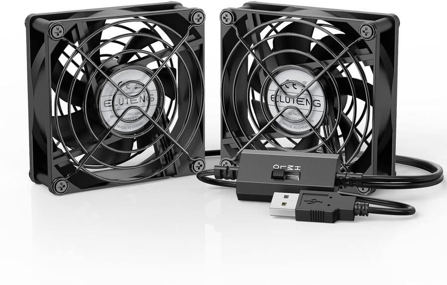 SnelShoppen USB Mini PC Ventilator 80mm Dubbele Koelventilator met 3 Snelheden 8cm Computer Fan met Metaal Grill 5V Ideaal voor Thuis en Kantoor