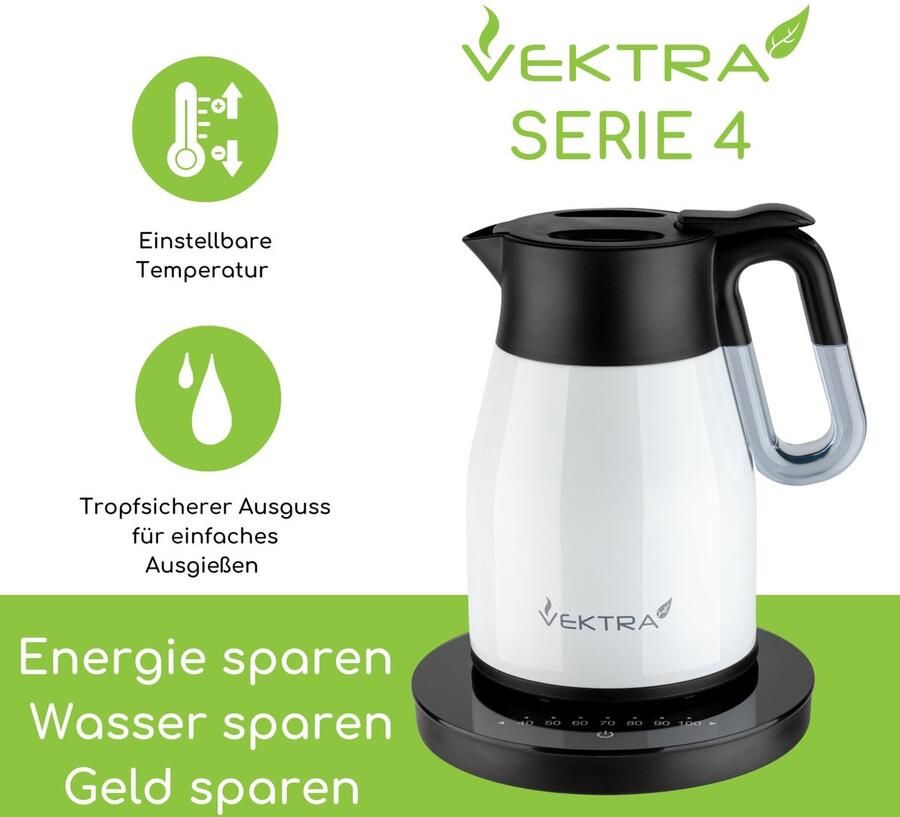 SnelShoppen Vacuüm geïsoleerde waterkoker 1 5 L met temperatuurinstelling Dubbelwandig roestvrij staal BPA-vrij Thermoskan 2-in-1 Drukknop