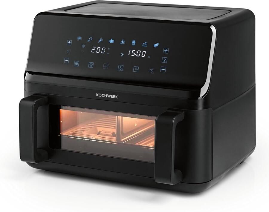 SnelShoppen Vario-airfryer 9L met dubbele kamer touchscreen 8 programma's vetarm frituren zonder olie 2700W Smart-Cook functie voor keuken fees - Foto 1