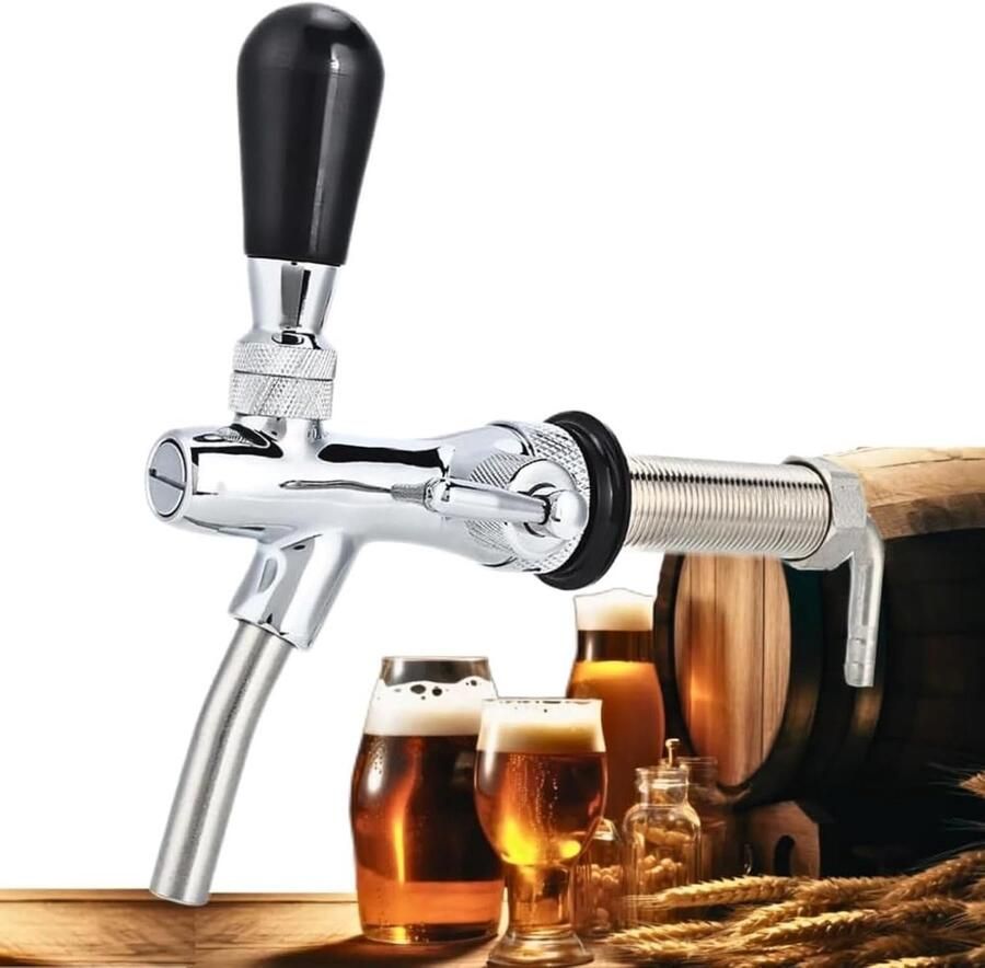 SnelShoppen Verstelbare Bierkraan G5 8 RVS Tap met Stroomregelaar voor Thuisbrouwerij Feest en Bar Roestvrij Staal Geschikt voor Bierfusten