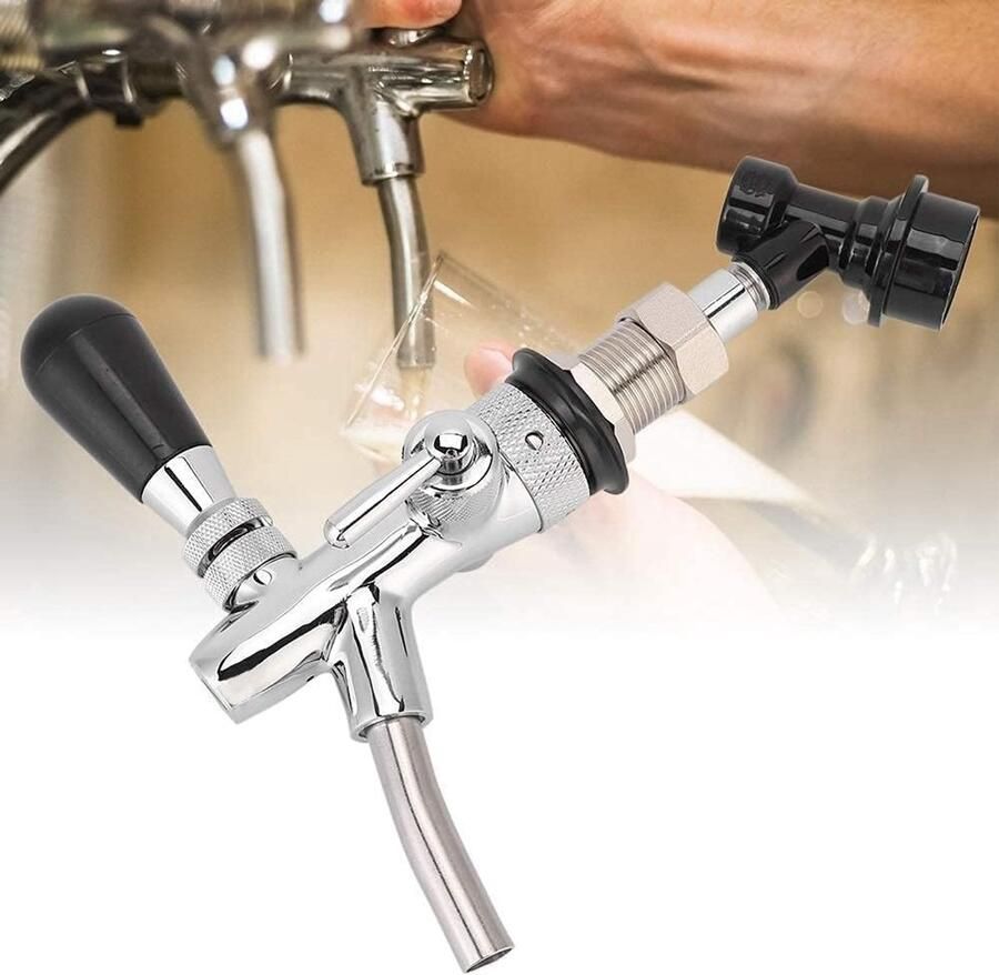 SnelShoppen Verstelbare Bierkraan voor Thuisbrouwen RVS en Chroom Tap met Flow Control voor Bars Hotels en Feesten