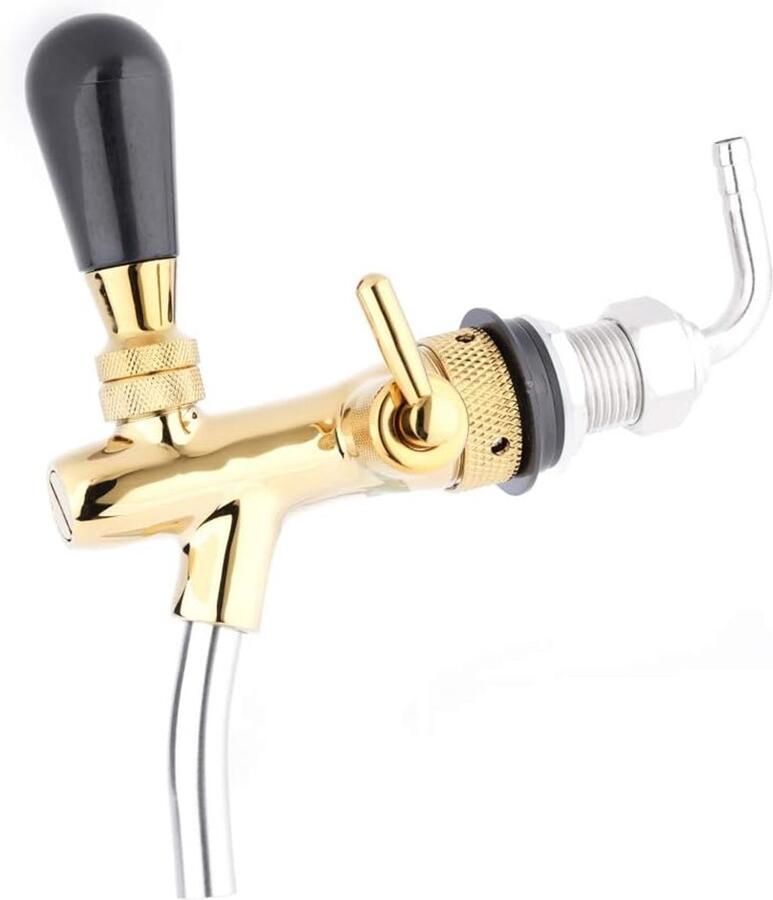 SnelShoppen Verstelbare Biertap RVS G5 8 Biertap voor Thuisbar Bier Kegsysteem Goudkleurig Perfect voor Feestjes en Tuin