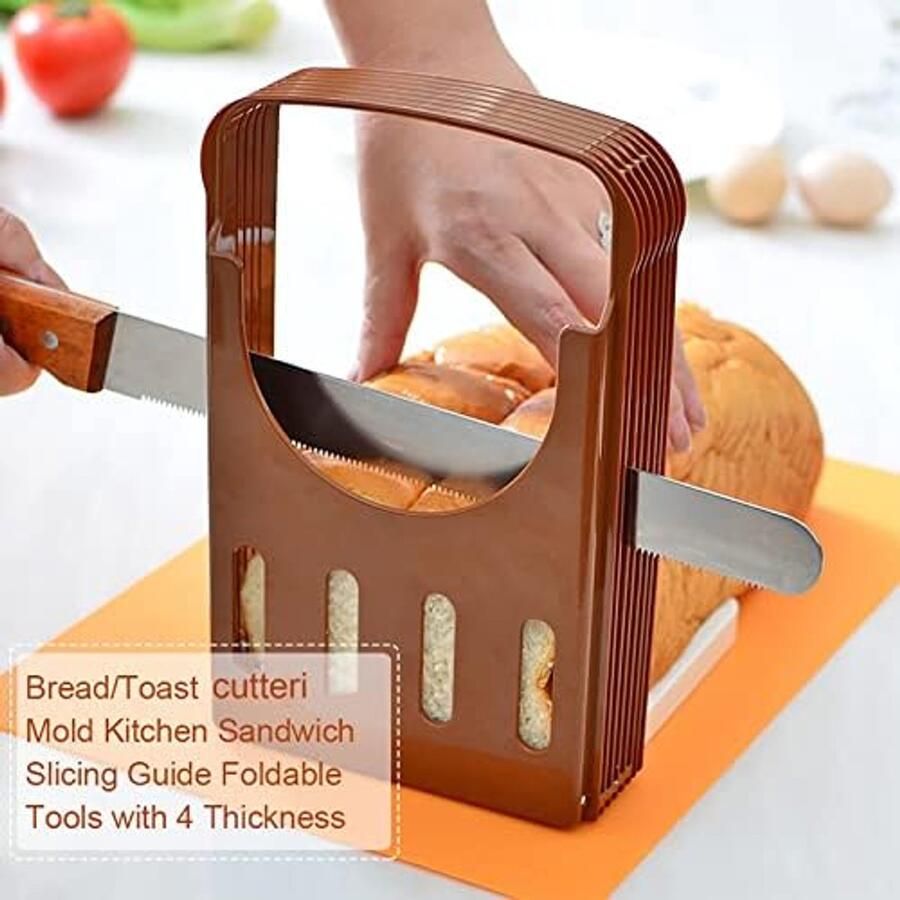 SnelShoppen Verstelbare Broodsnijder met 4 Dikte-instellingen Vouwbare Keukentool voor Sandwichmaker Sterk ABS Kunststof Ruimtebesparend Ideaal