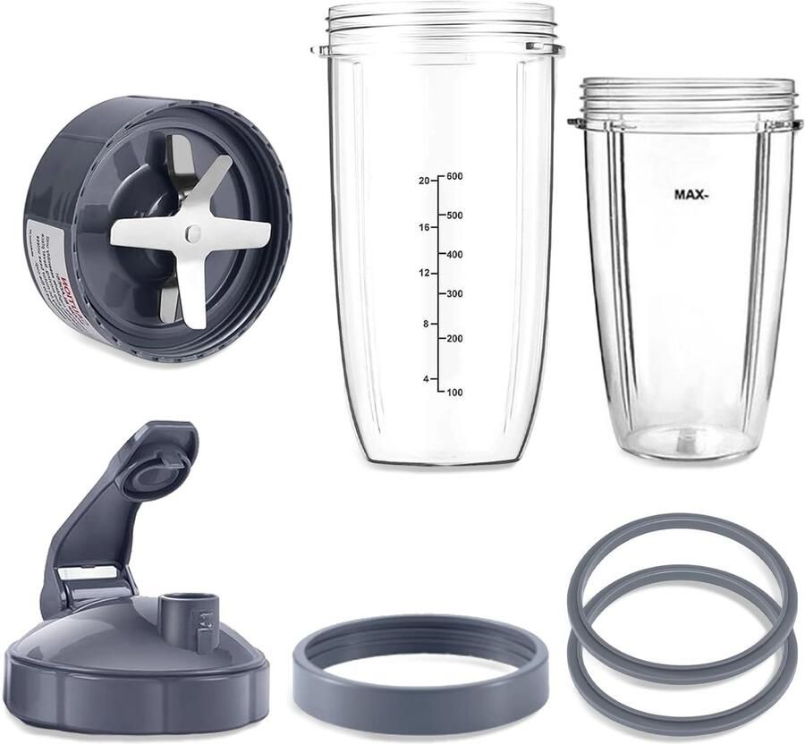 SnelShoppen Vervangingsbekers voor Blender Nutribullet Bekers Extractiemes met 2 Bekers Flip-Top Deksel Dekselring & Rubberen Pakking Keukenacc