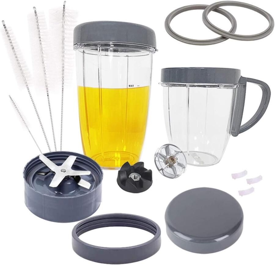 SnelShoppen Vervangingsonderdelen voor Blender 2 Bekers Extractor Mes 2 Herbruikbare Deksel 2 Pakking 2 Tandwielen 3 Schokdempers Dekselring