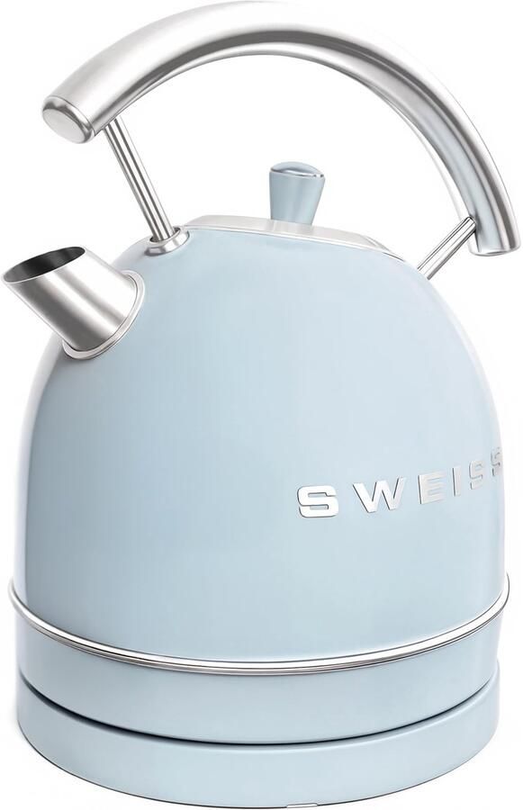 SnelShoppen Vintage elektrische waterkoker 1 8 l Compact roestvrij staal 2200 W Snel koken Zichtbaar waterniveau Automatische uitschakelin