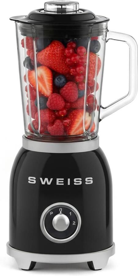 SnelShoppen Vintage MXV9 Smoothie Blender 1 5L 1000W 2 Snelheden Pulsfunctie Roestvrijstalen Messen Glazen Kom Antislipvoeten Veiligheidssch