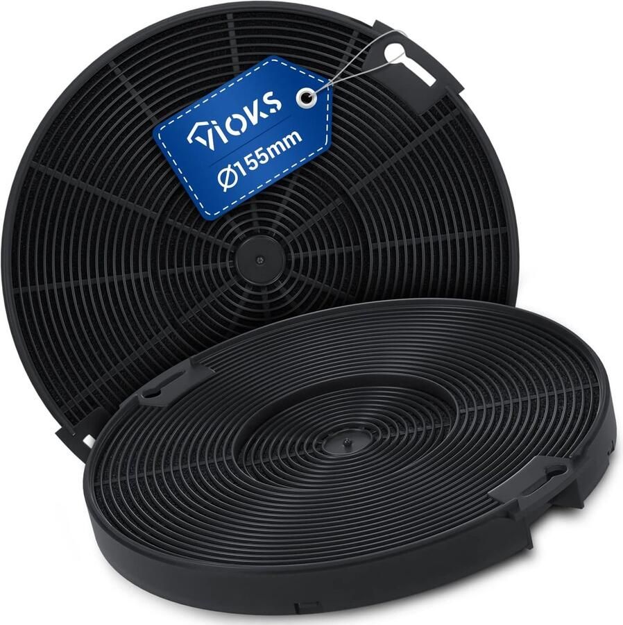 SnelShoppen VIOKS Carbon Filter voor Afzuigkap 2 Stuks Diameter 155 mm Vervanging voor Actieve Koolstoffilter Effectieve Filter voor Keuken