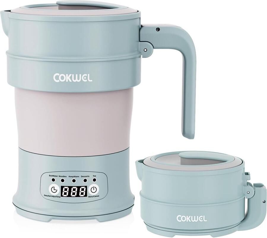 SnelShoppen Vouwbare Elektrische Waterkoker 0.7L Compact Reis Kettle Opvouwbaar Ideaal voor Camping Vakantie en Thuis Lichtgewicht en Hand