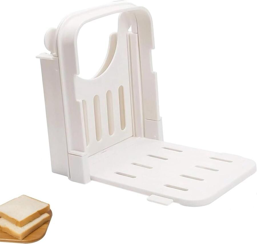 Broodsnijmachine Broodsnijder Toastsnijder Gelijkmatig Snijden Opvouwbaar Ontwerp 20 x 14.5 x 5.6 cm Wit