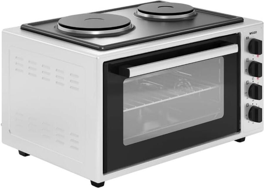 SnelShoppen Vrijstaande Mini Oven 45 Liter Witte Oven met Turbo Ventilator 2000W Krachtige Prestaties voor Keuken Feest en Camping