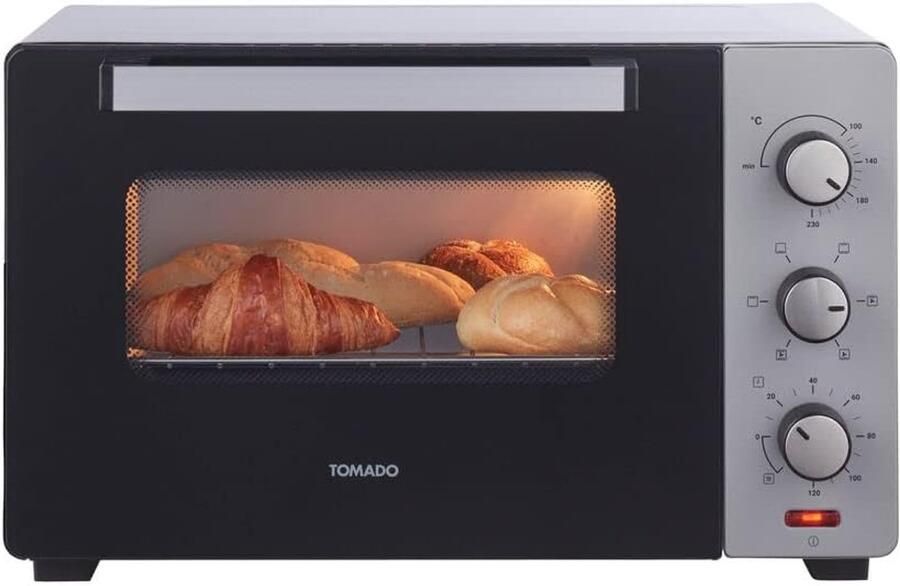 SnelShoppen Vrijstaande oven 30 liter 1600 Watt Heteluchtfunctie 3 inbouwniveaus Zilver Ideaal voor Keuken Feest en Camping