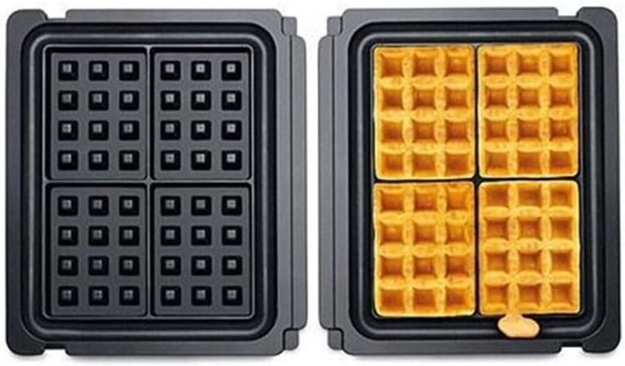 SnelShoppen Wafelplaten voor Wafelmaker No-mess Design Antiaanbaklaag Gemakkelijk Schoon te Maken Geschikt voor BBQ & Grill Zwart