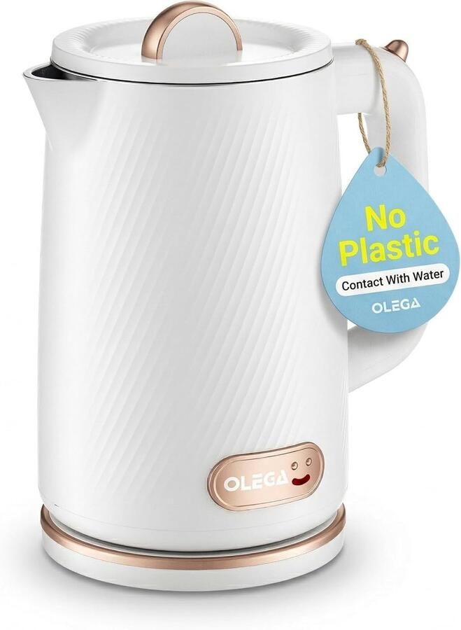 SnelShoppen Waterkoker 1.8L 1800W Elektrische Theeketel BPA-vrij Roestvrij Staal Met Automatische Uitschakeling en Droogloopbeveiliging Wit