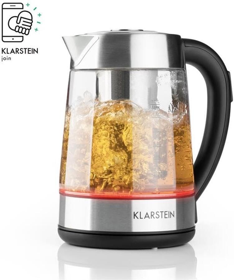 SnelShoppen Waterkoker en Theekoker met Uitneembare Theezeef 1 7 Liter 2200 W 4 Temperatuurstanden Roestvrij Staal & Glas Cool-Touch Ideaal vo