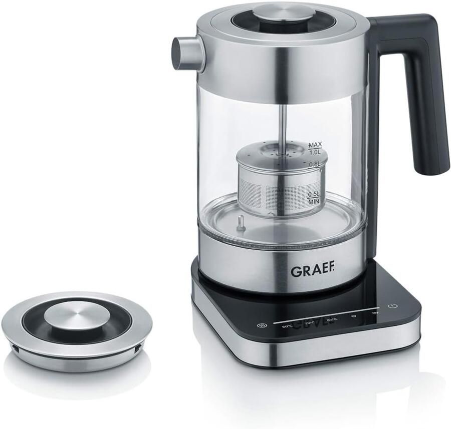 Thijox Waterkoker 1 0L met Temperatuurinstelling Touch-Display SCHOTT DURAN Glas & Roestvrij Staal Ideaal voor Thee en Koffie in Keuken