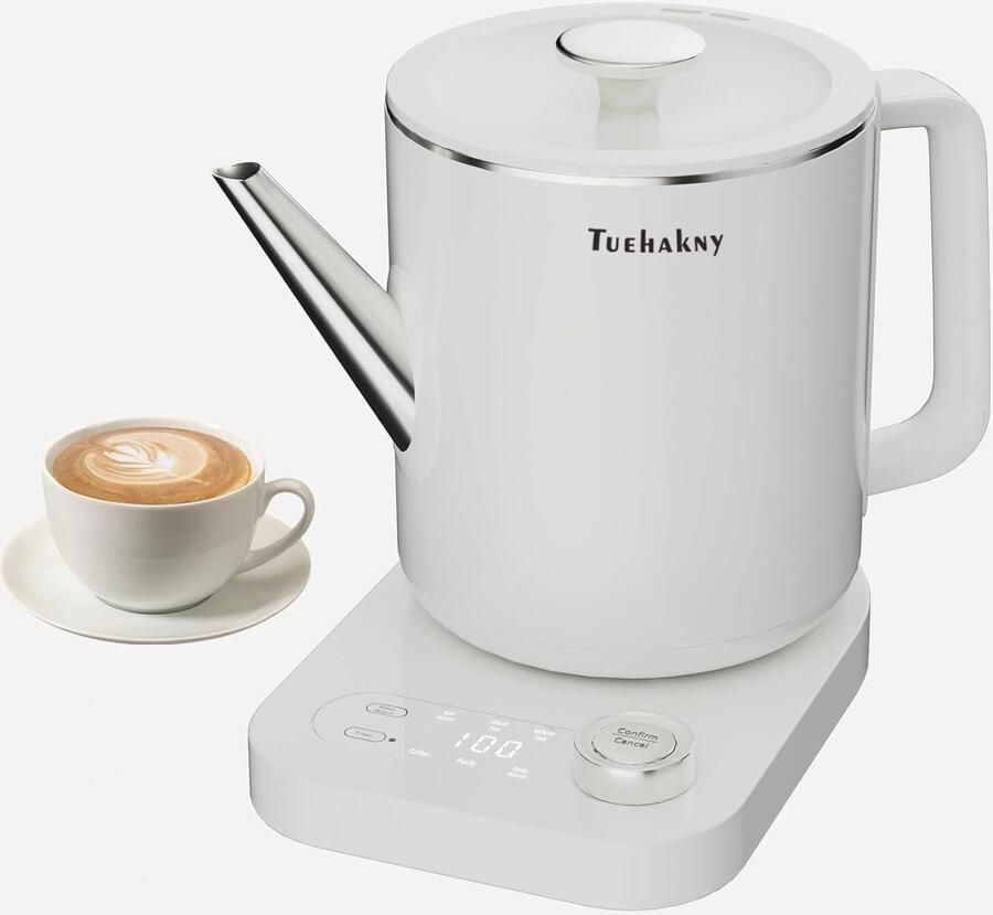 SnelShoppen Waterkoker met Temperatuurkeuze 1 0L Slimme 6-in-1 RVS 304-800W Snelverwarming Automatische Warmtehoudfunctie 24h Timer LED-Display 360°